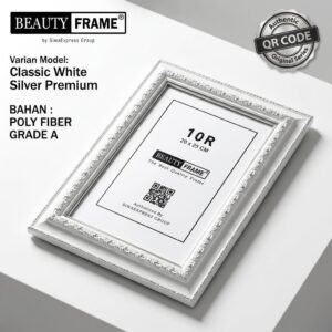 Beauty Frame 10R 20x25 cm Classic White Silver Premium tampak depan