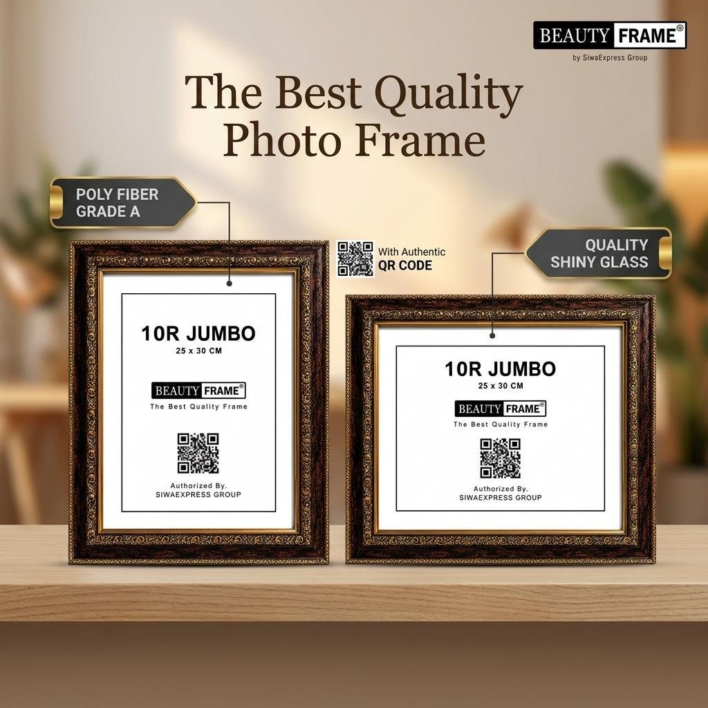Bingkai foto ukir coklat emas Fiber Grade A