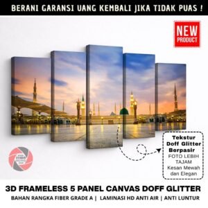 3D Frameless Split 5 Panel Canvas Doff Glitter Premium Siwa Express