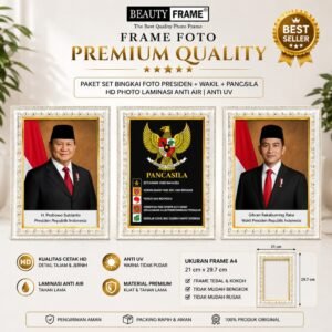 Bingkai Foto Presiden A4 Ukir Coklat Gold Beauty Frame