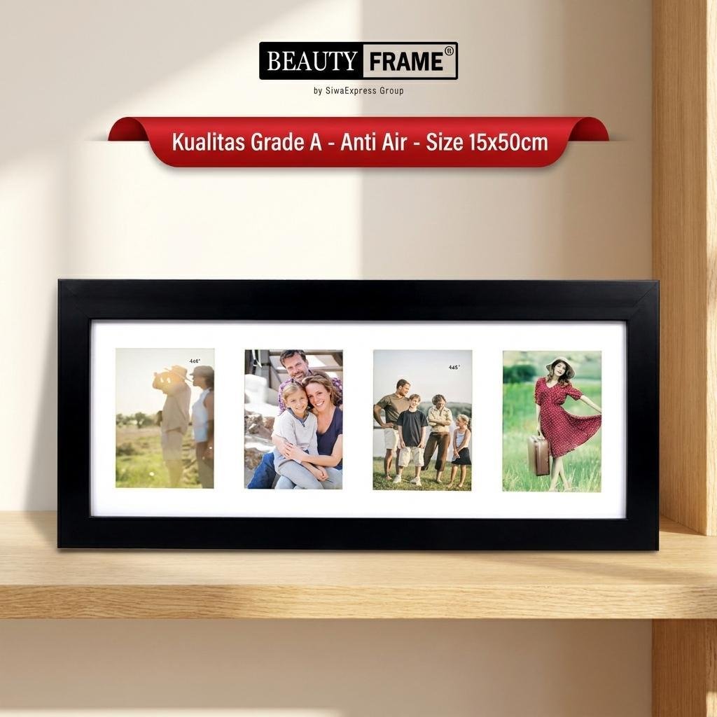 Beauty Frame Strip Foto Susun 15x50 cm Ukir Coklat Landscape