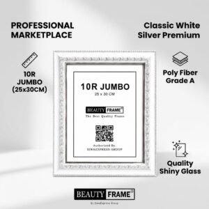 Beauty Frame 10R JUMBO 25x30 cm White Silver Classic Premium tampak depan